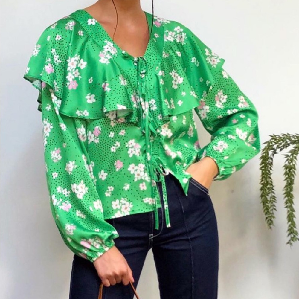 never fully dressed green floral top